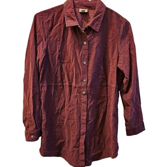J. Jill Button Down Maroon Burgundy Long Sleve Shirt Size M - Picture 1 of 5